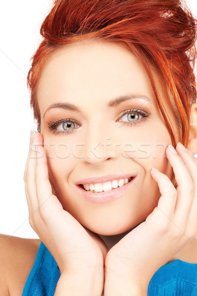 [[stock_photo]]: Femme · lumineuses · photos · blanche · mains · visage