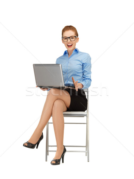 happy woman with laptop computer Stock photo © dolgachov