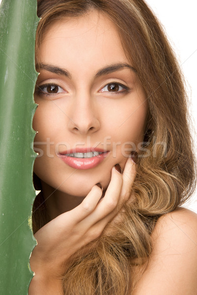 Nő aloe kép arc boldog egészség Stock fotó © dolgachov