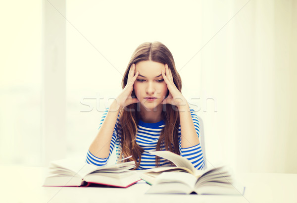 stressed student girl with books Stock photo © dolgachov