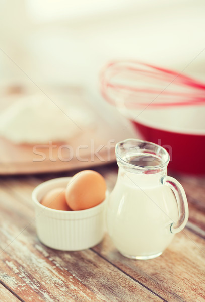 Lait oeufs bol farine cuisson alimentaire [[stock_photo]] © dolgachov