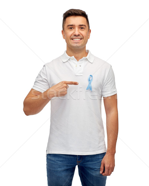 Glimlachend man prostaat kanker bewustzijn lint Stockfoto © dolgachov