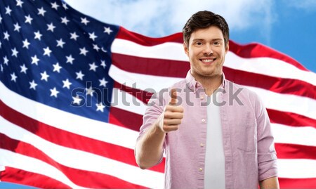 Stock foto: Mann · Hinweis · amerikanische · Flagge · Sommer · Zubehör · Stil