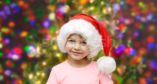 Gülen küçük kız şapka ev tatil Stok fotoğraf © dolgachov