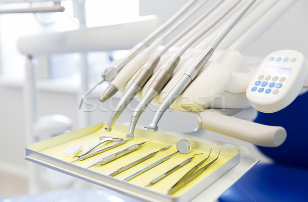 close up of dental instruments Stock photo © dolgachov
