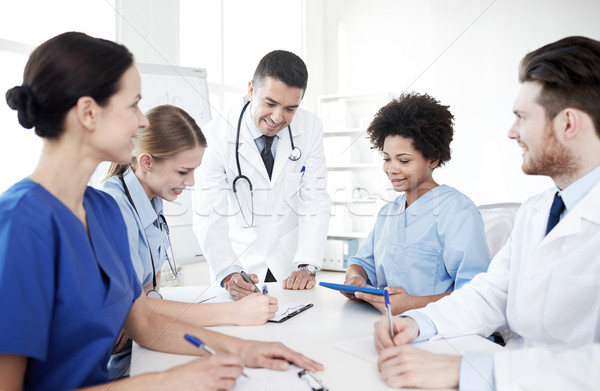 Stock photo: group of happy doctors meeting at hospital office