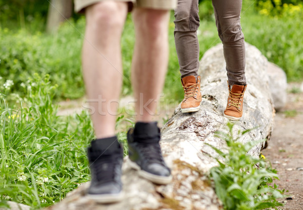 close up of couple hiking outdoors Stock photo © dolgachov