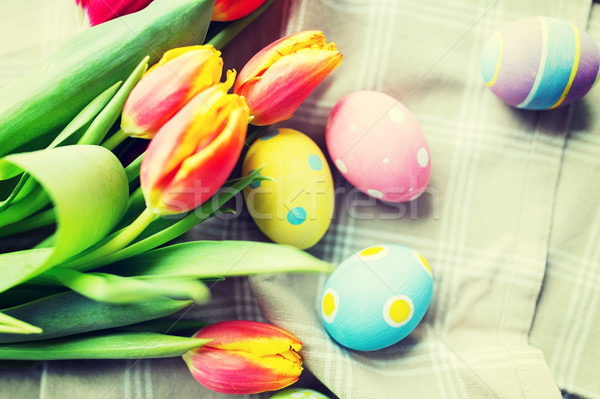 Stockfoto: Gekleurd · paaseieren · bloemen · Pasen · vakantie