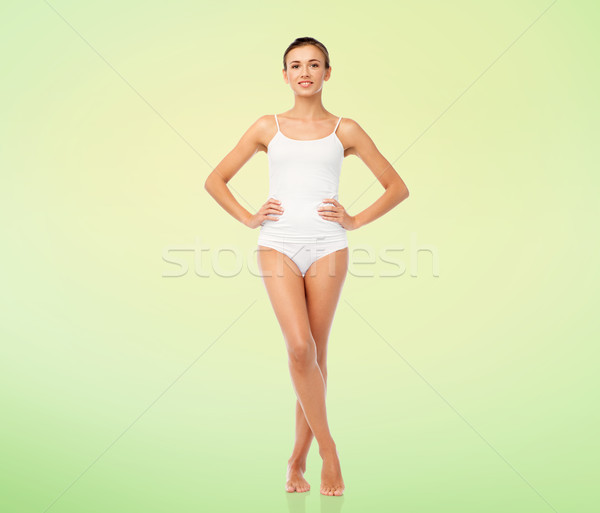 Güzel genç kadın beyaz iç çamaşırı güzellik insanlar Stok fotoğraf © dolgachov