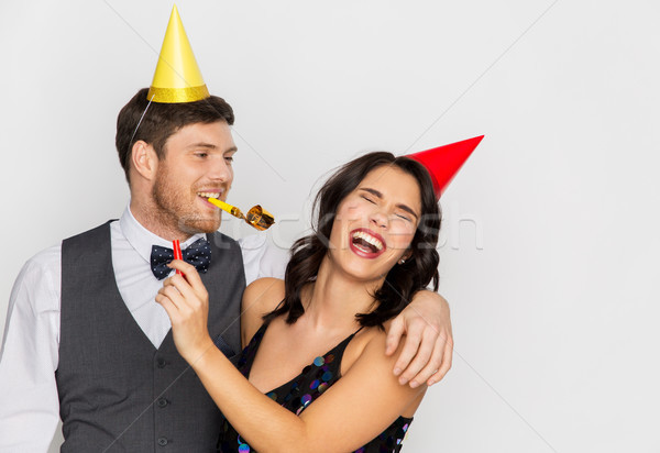 Boldog pár buli szórakozás születésnap ünneplés Stock fotó © dolgachov