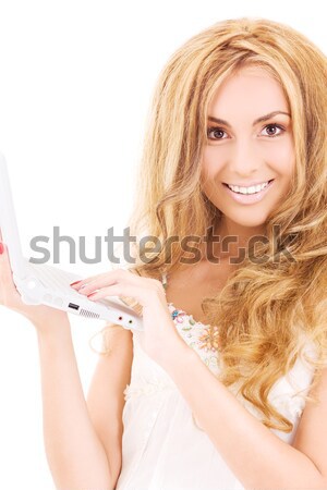 blonde in cotton underwear with orchid Stock photo © dolgachov