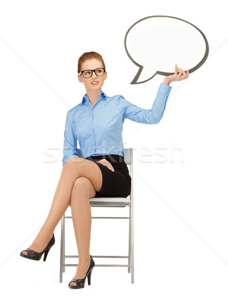 pensive businesswoman with blank text bubble Stock photo © dolgachov