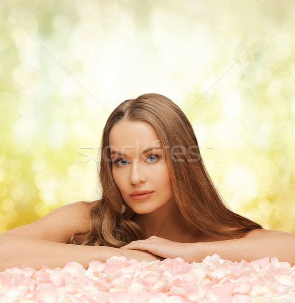 [[stock_photo]]: Femme · cheveux · longs · pétales · de · rose · santé · beauté · belle · femme