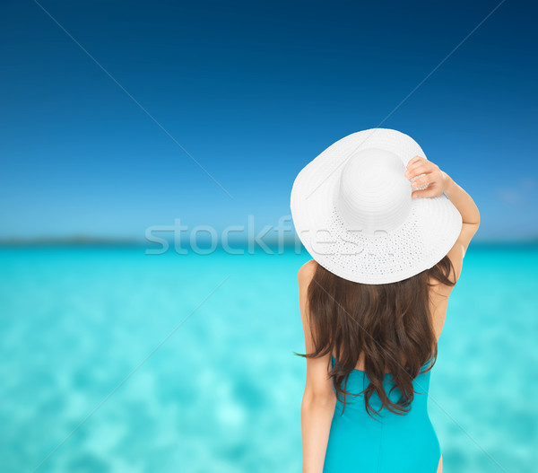 Modelo traje de baño sombrero vacaciones verano vacaciones Foto stock © dolgachov