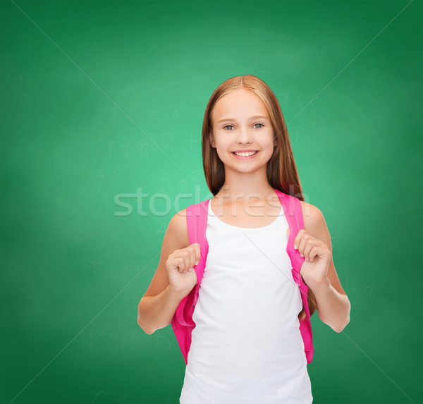 smiling teenage girl in blank white tank top Stock photo © dolgachov