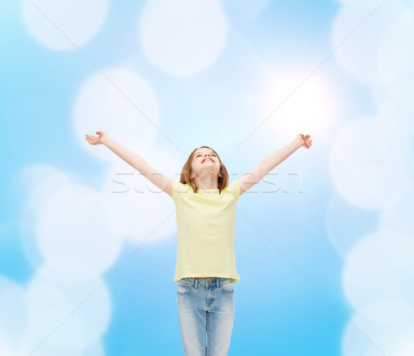 Sorridente as mãos levantadas felicidade liberdade futuro Foto stock © dolgachov