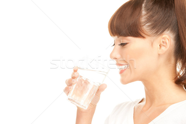 Mujer vidrio agua mujer hermosa blanco salud Foto stock © dolgachov
