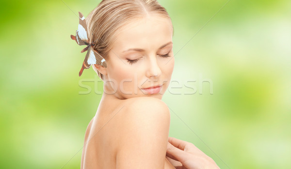 beautiful young happy woman with long hair Stock photo © dolgachov