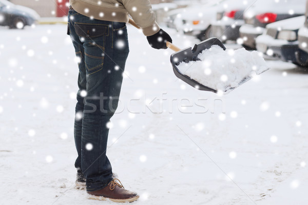 Közelkép férfi hó ásó autó közlekedés Stock fotó © dolgachov