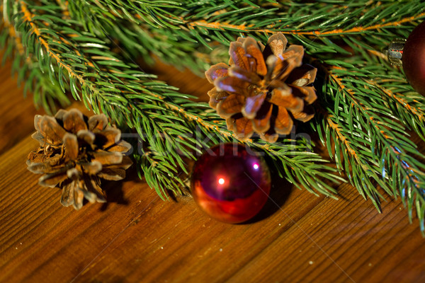 fir branch with christmas ball and pinecones Stock photo © dolgachov