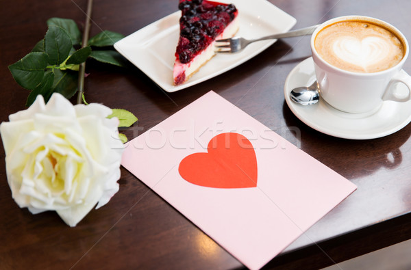 Carte de vœux coeur café vacances saint valentin [[stock_photo]] © dolgachov