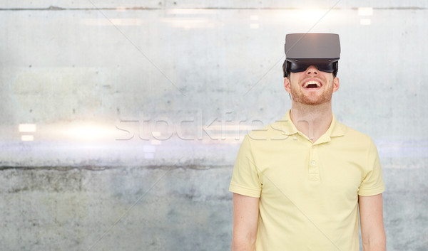 Сток-фото: счастливым · человека · виртуальный · реальность · гарнитура · 3d · очки