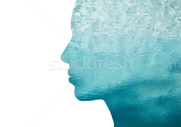 Doble exposición mujer perfil agua belleza Foto stock © dolgachov