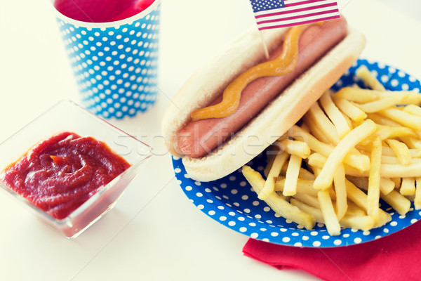 food and drinks on american independence day party Stock photo © dolgachov