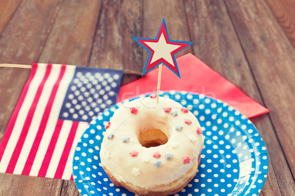 donut with star decoration on independence day Stock photo © dolgachov