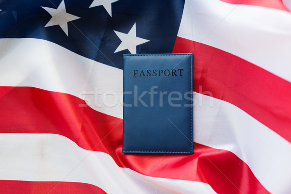 Stockfoto: Amerikaanse · vlag · paspoort · burgerschap · nationalisme · Blauw