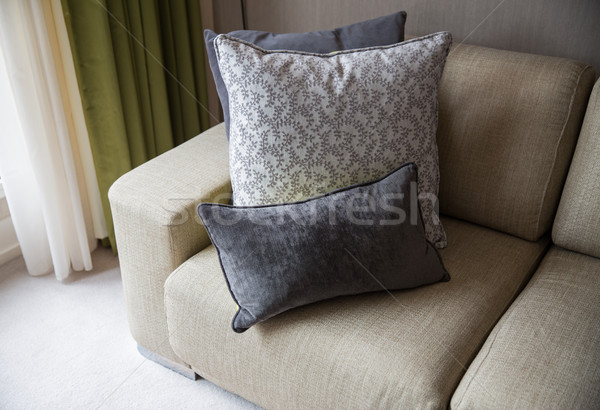 close up of couch with cushions at home Stock photo © dolgachov