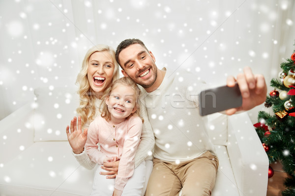 ストックフォト: 家族 · スマートフォン · クリスマス · 休日 · 技術