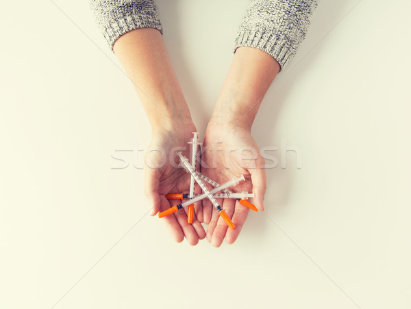 Femeie mâini medicină diabet Imagine de stoc © dolgachov
