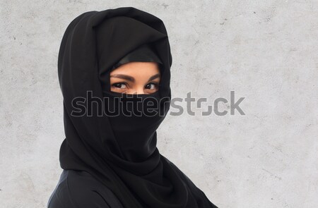 close up of muslim woman in hijab Stock photo © dolgachov
