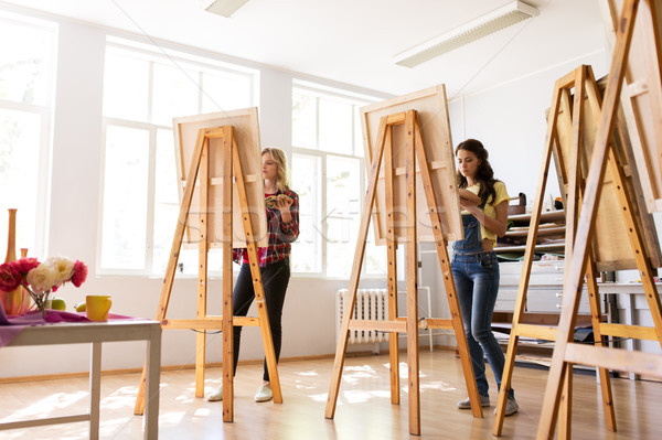 woman artists or students painting at art school Stock photo © dolgachov