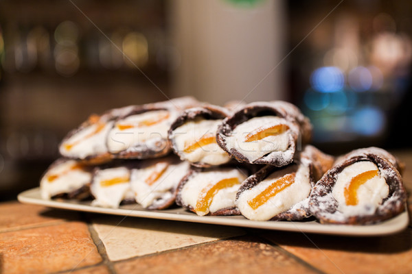 Gebäck Platte Bäckerei Essen Kochen Stock foto © dolgachov