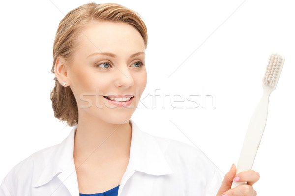 Foto stock: Médico · cepillo · de · dientes · Foto · mujer · atractiva · nina · médicos