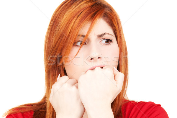 Ongelukkig vrouw foto witte triest Stockfoto © dolgachov