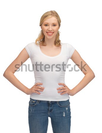 woman in blank white t-shirt Stock photo © dolgachov