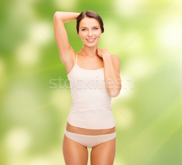 beautiful woman in beige cotton underwear Stock photo © dolgachov