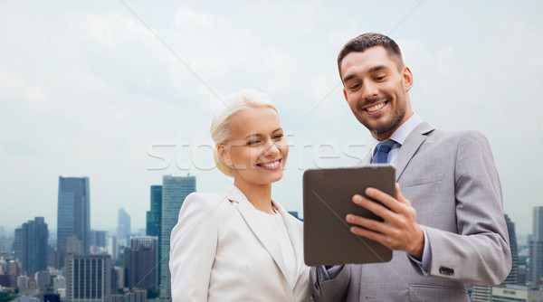 Сток-фото: улыбаясь · бизнесменов · город · бизнеса