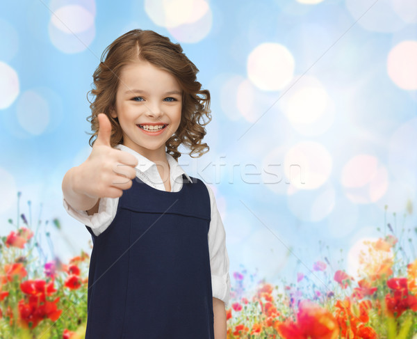 Stockfoto: Gelukkig · weinig · schoolmeisje · tonen · mensen