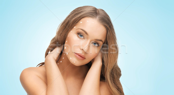 beautiful woman face with long blond hair Stock photo © dolgachov