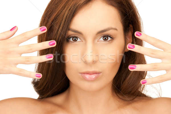lovely woman with polished nails Stock photo © dolgachov