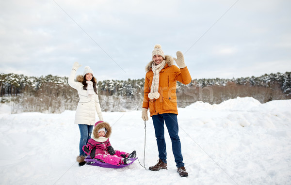 Glückliche Familie Fuß Winter Freien Elternschaft Mode Stock foto © dolgachov