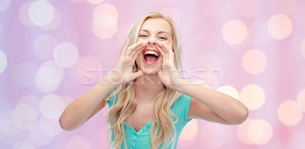 Młoda kobieta emocje ludzi Zdjęcia stock © dolgachov