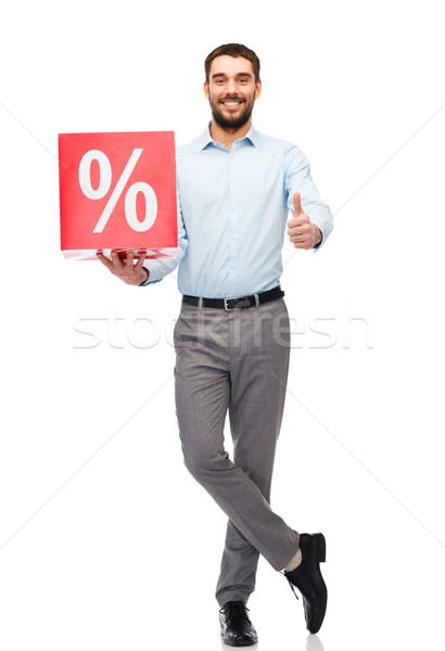 Souriant homme rouge panier personnes vente [[stock_photo]] © dolgachov