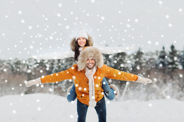 Stockfoto: Gelukkig · paar · winter · mensen · seizoen