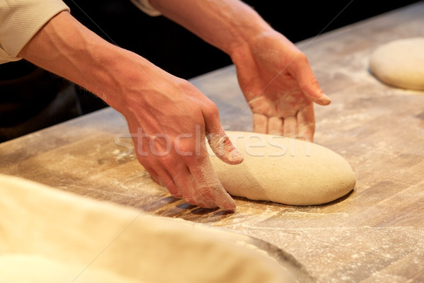 chef or baker cooking dough at bakery Stock photo © dolgachov