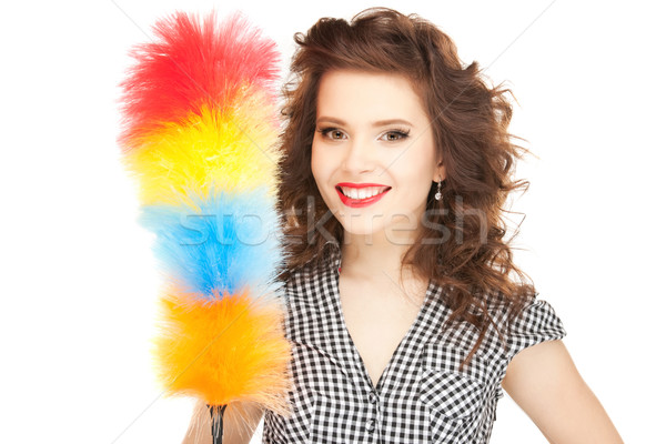beautiful woman with cleaning sweep Stock photo © dolgachov
